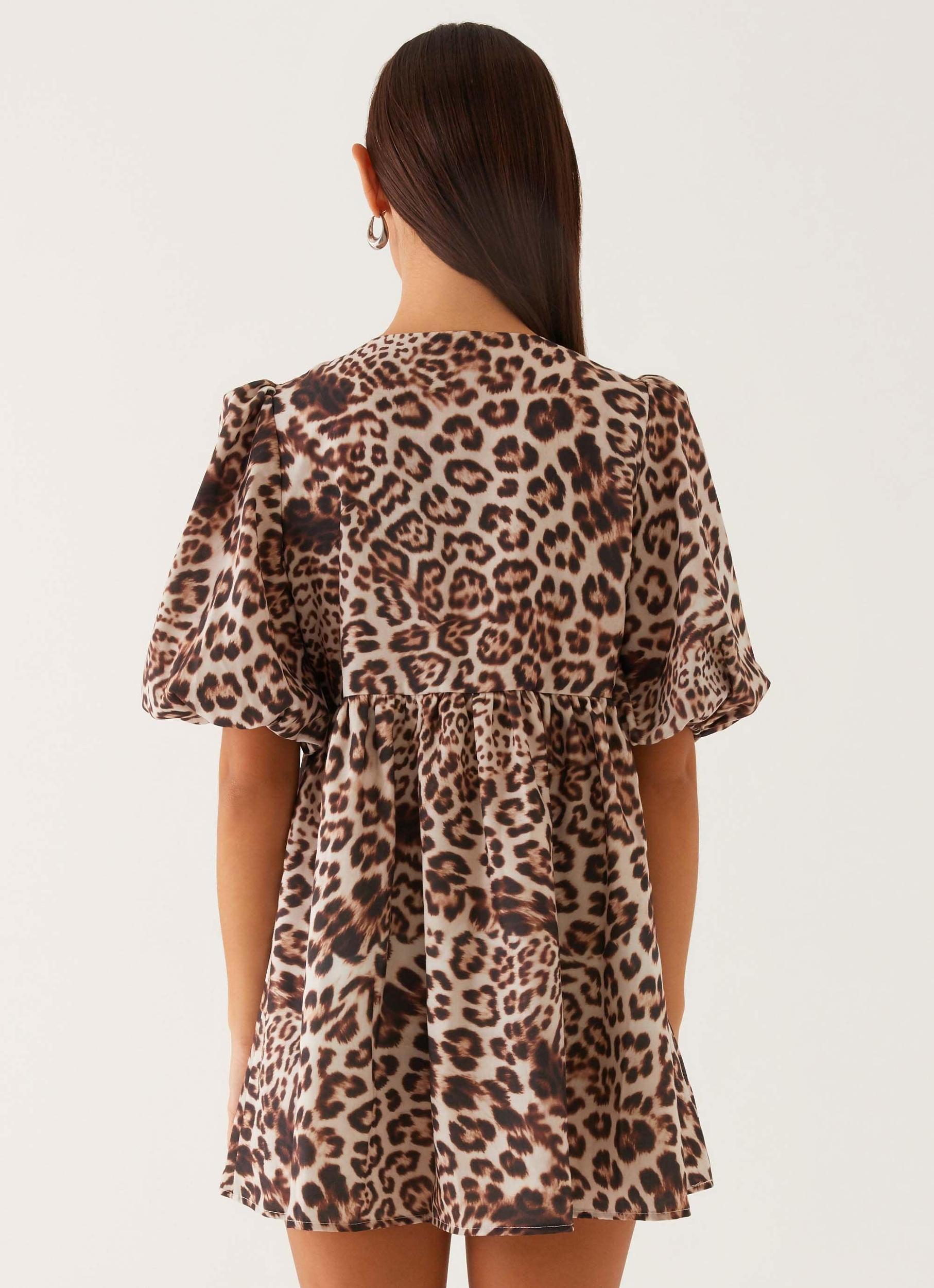 Western Wind Tie Mini Dress - Leopard Product Image