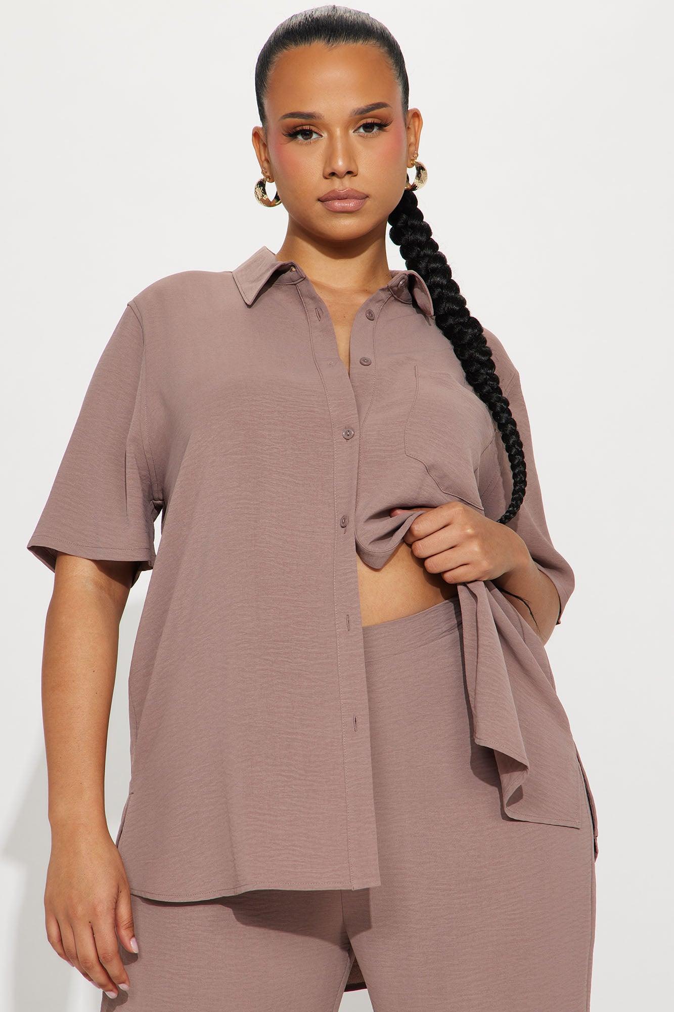 Makenzie Short Sleeve Pant Set - Mocha Product Image