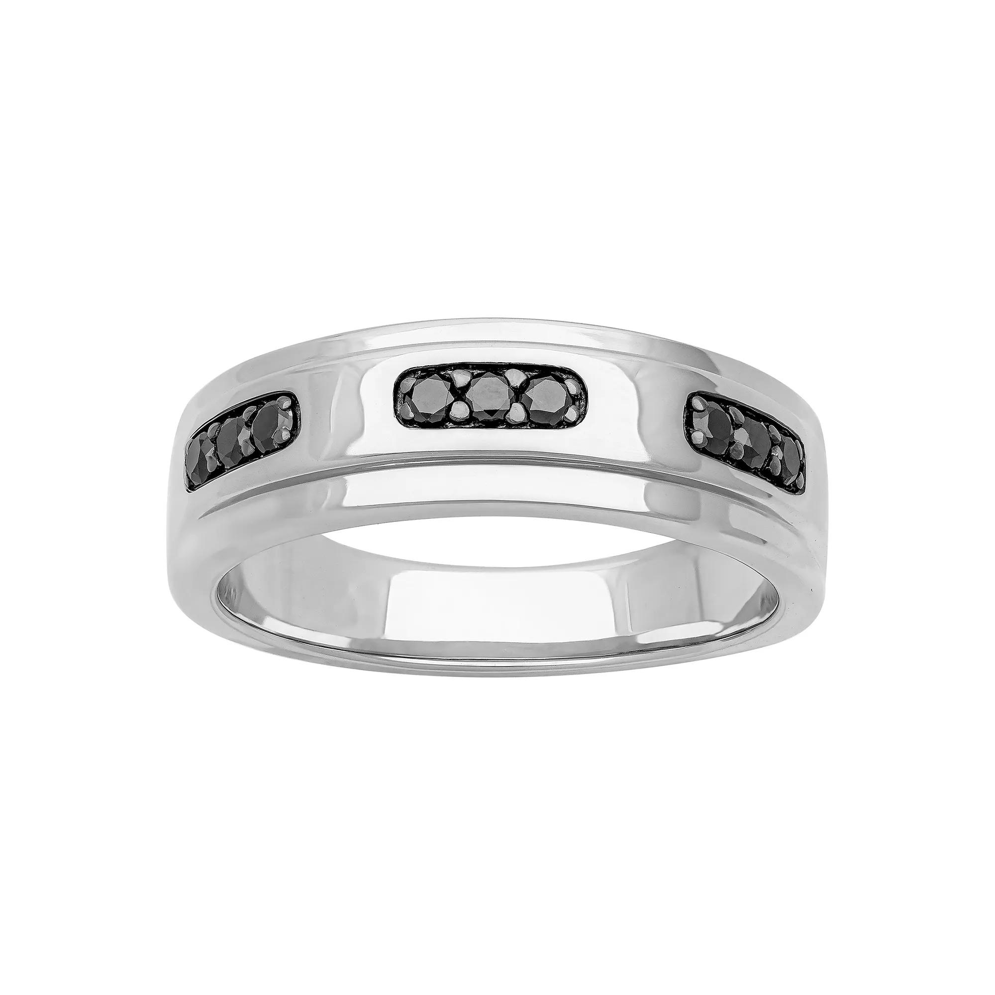 Men's Sterling Silver 1/4 Carat T.W. Black Diamond Band, Size: 10, Silver Tone Product Image