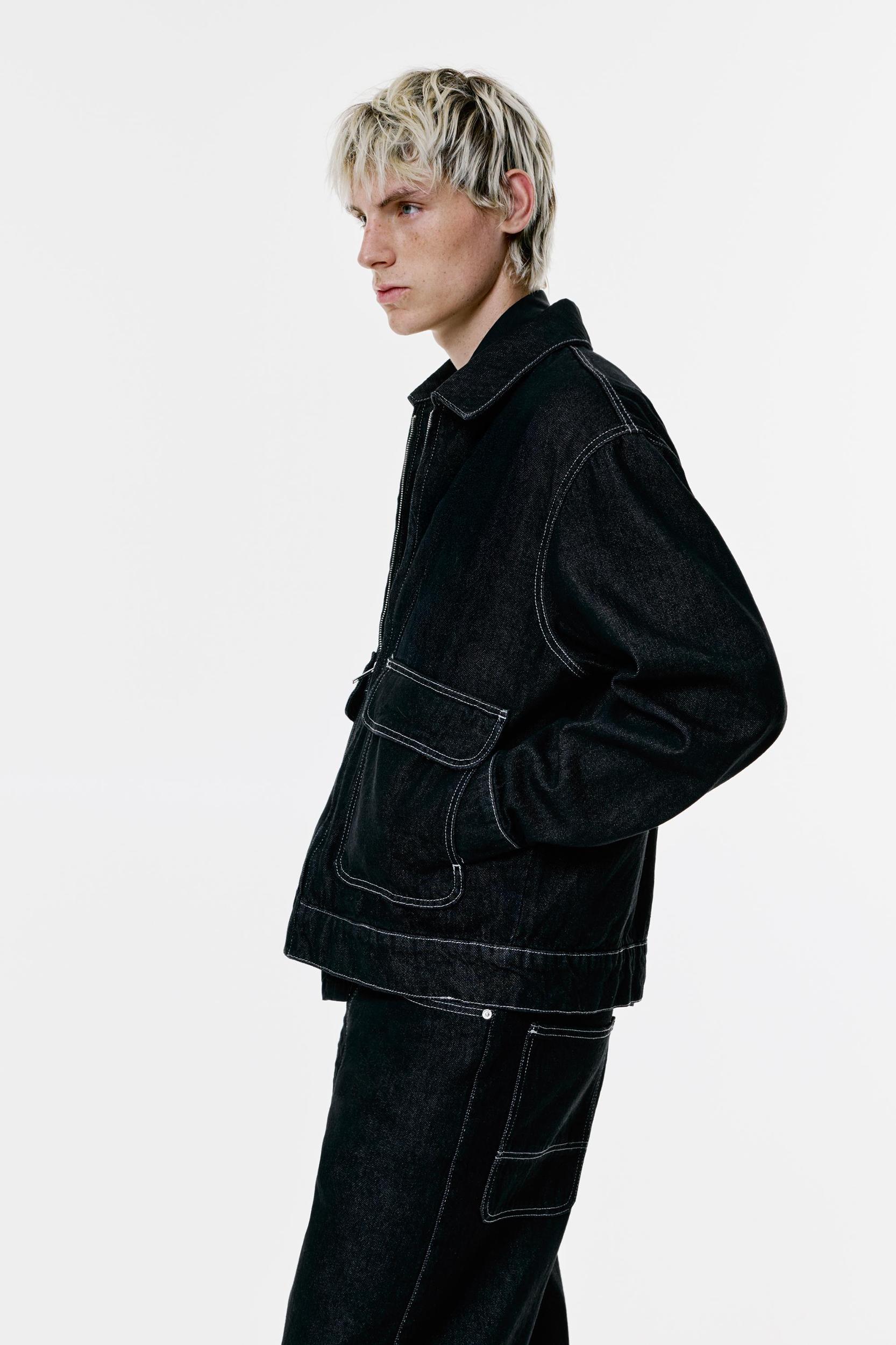 Denim jacket with pockets Product Image