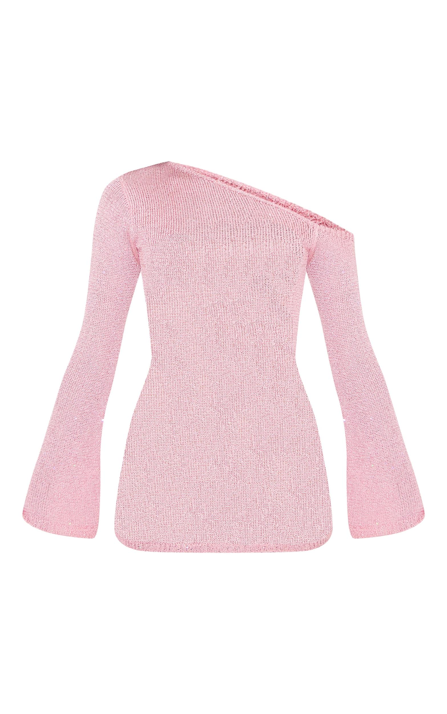 Pink Bardot Sequin Mini Dress Product Image