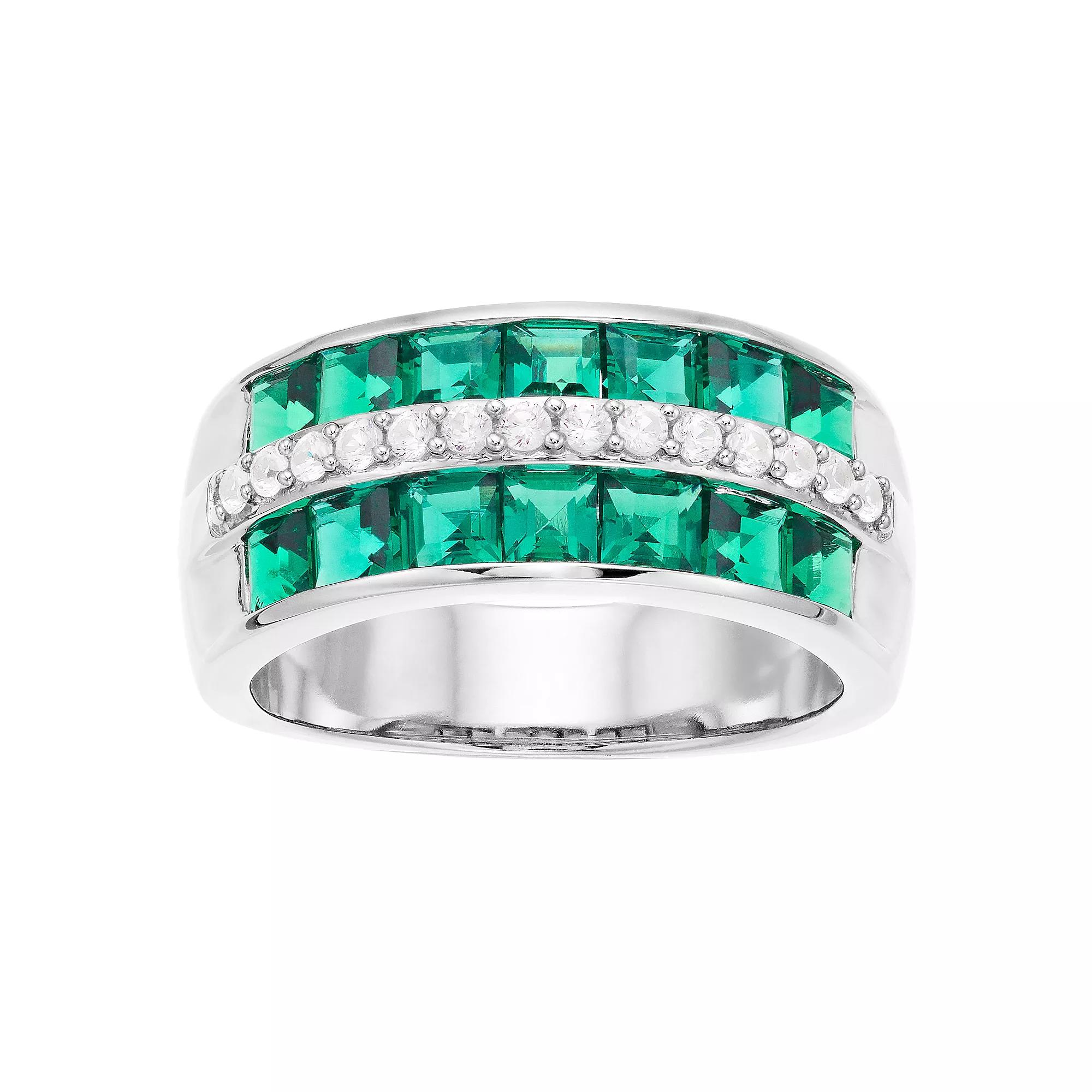 LeRose by Lexi and Rose Sterling Silver Three-Row Gemstone Ring, Women's,  Product Image