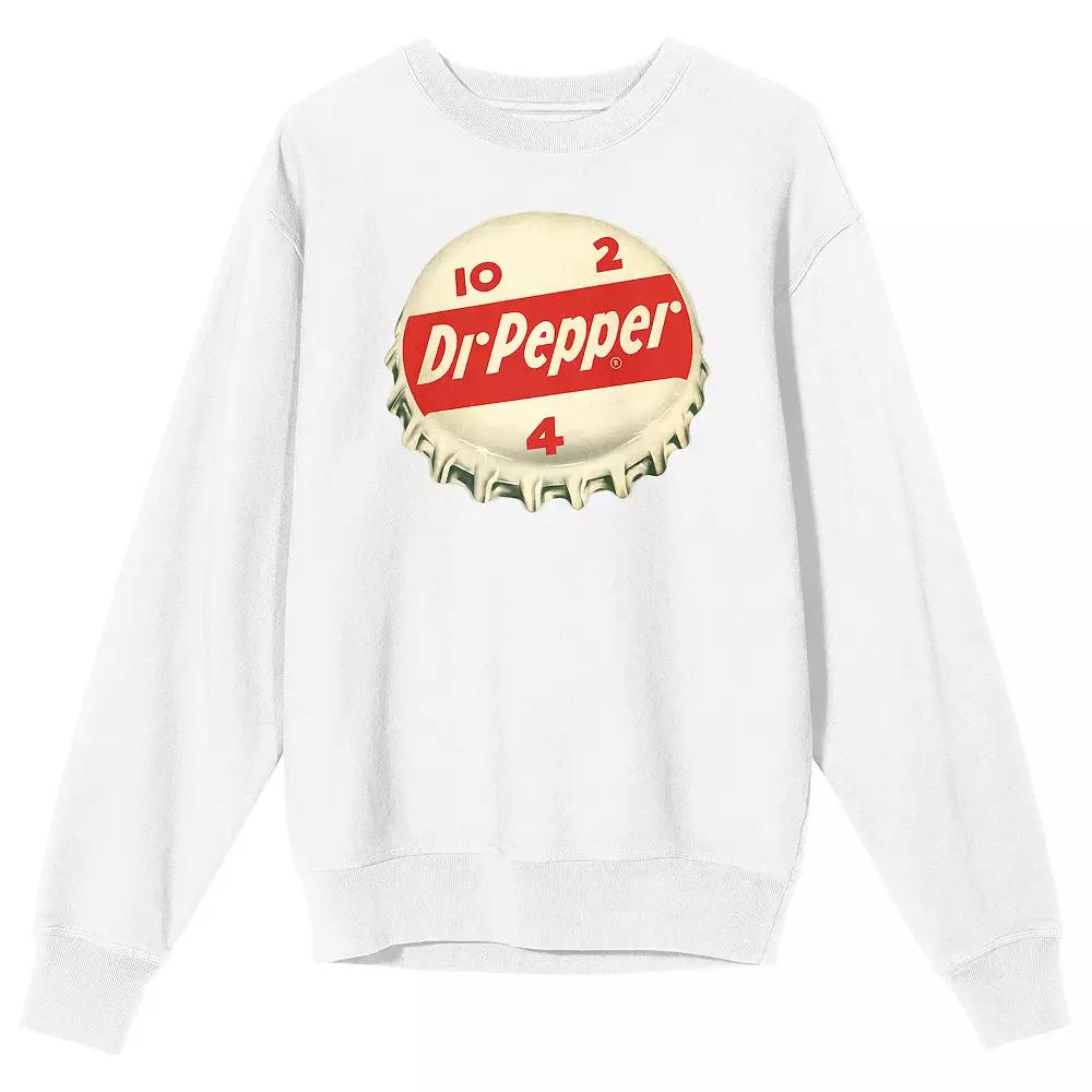 Men's Dr. Pepper Bottle Cap Graphic Sweatshirt, Size: Medium, White Product Image