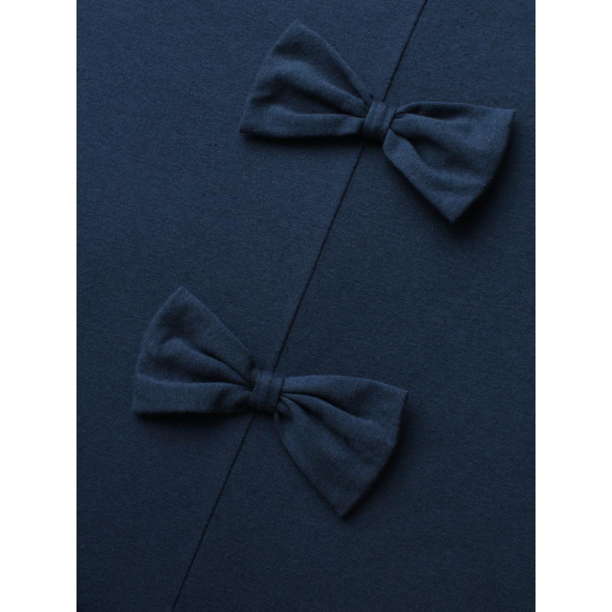 Plus Size Cotton Bow-Back Detail Slit Tee Indigo Women Casual Bowknot Non Everyday T-shirts BloomChic 26/4X Product Image