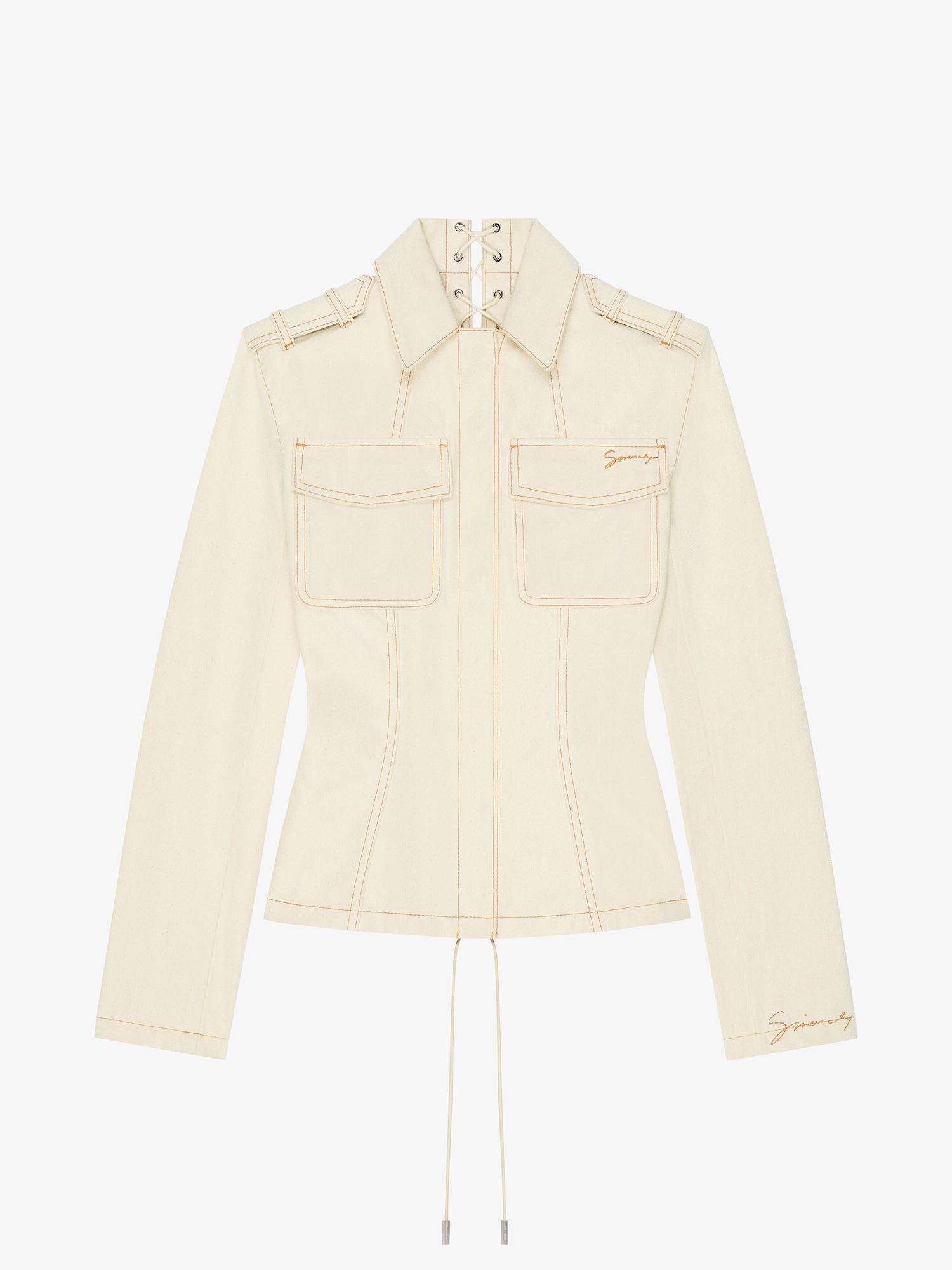 Slim fit jacket in denim with laces Product Image