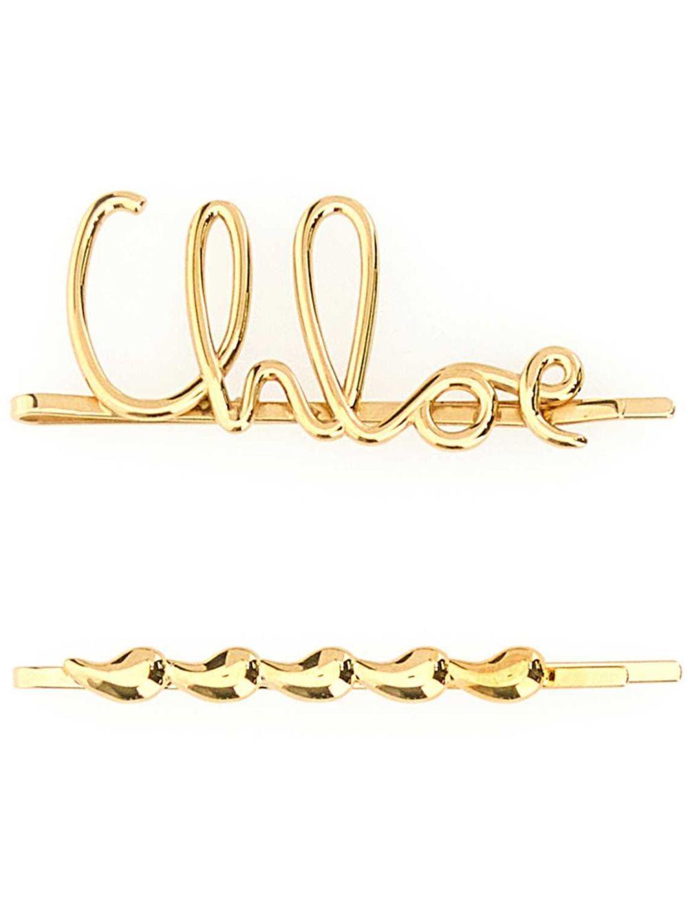 CHLOÉ Iconic Hair Clips Accessories In Metallic Product Image