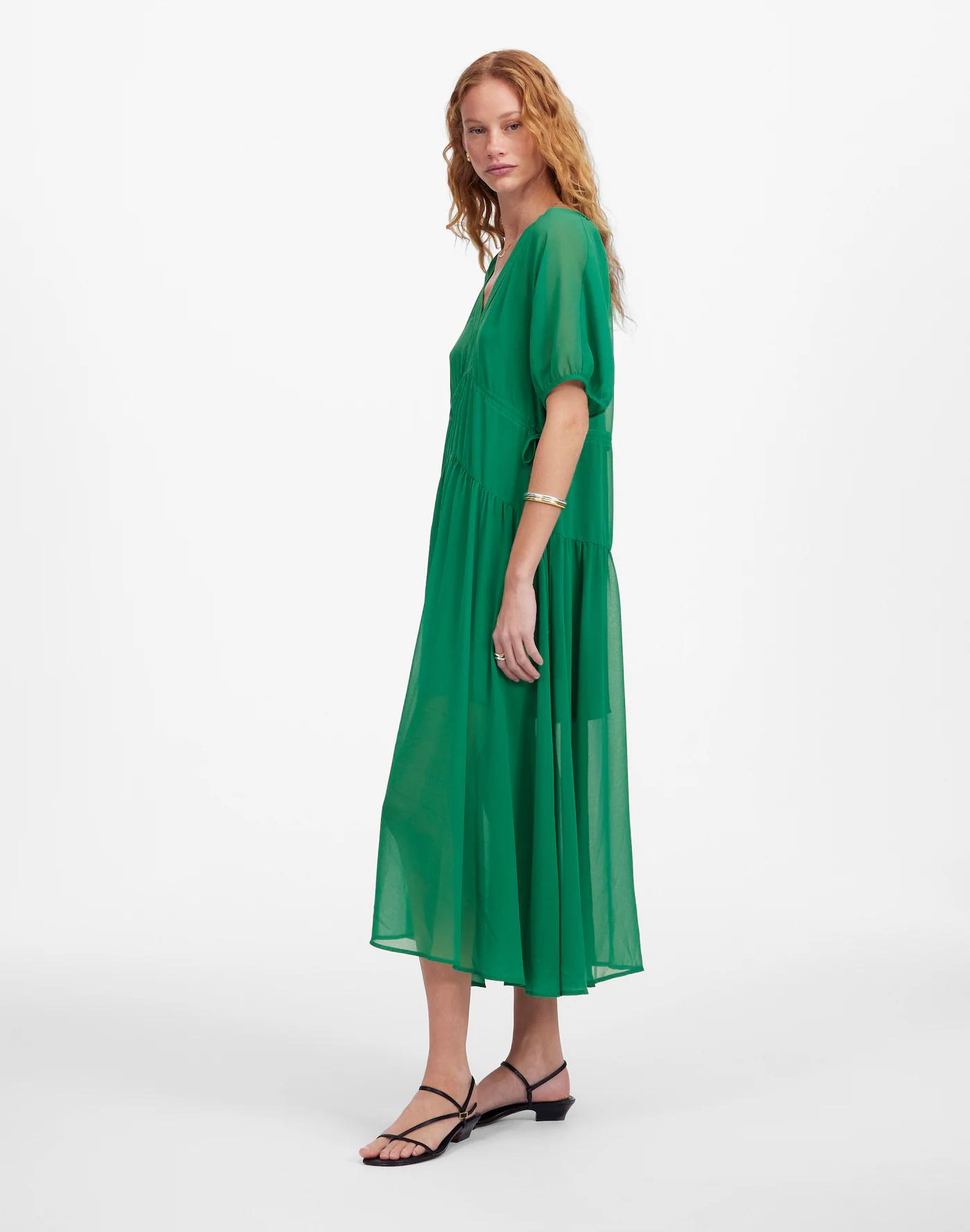 Sheer V-Neck Dolman Maxi Dress Product Image