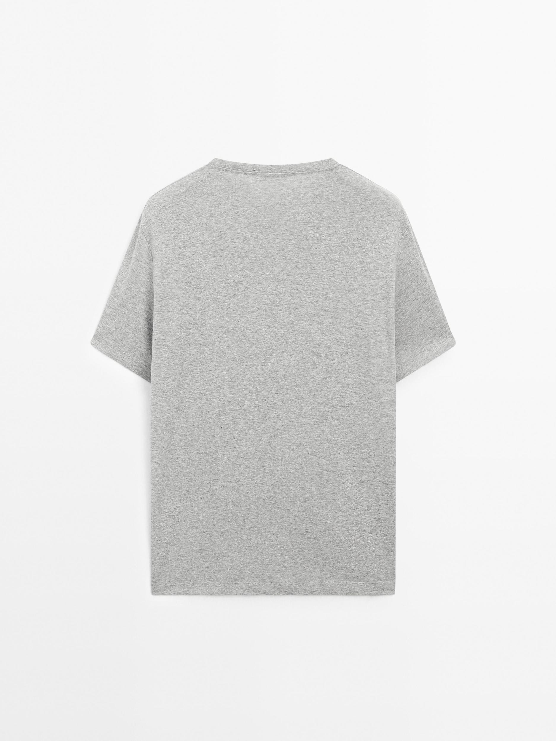Melange cotton and linen t-shirt Product Image