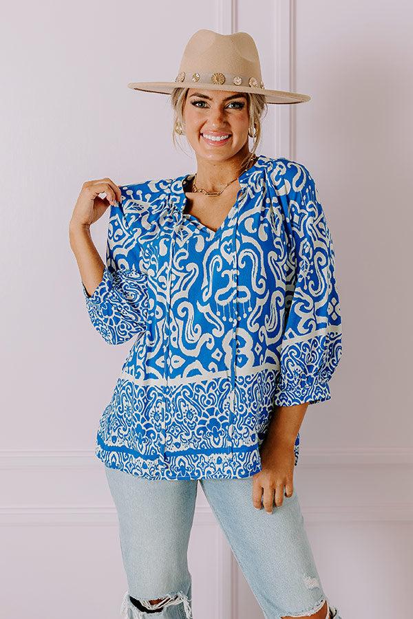 Santorini Season Shift Top in Ocean Blue Product Image