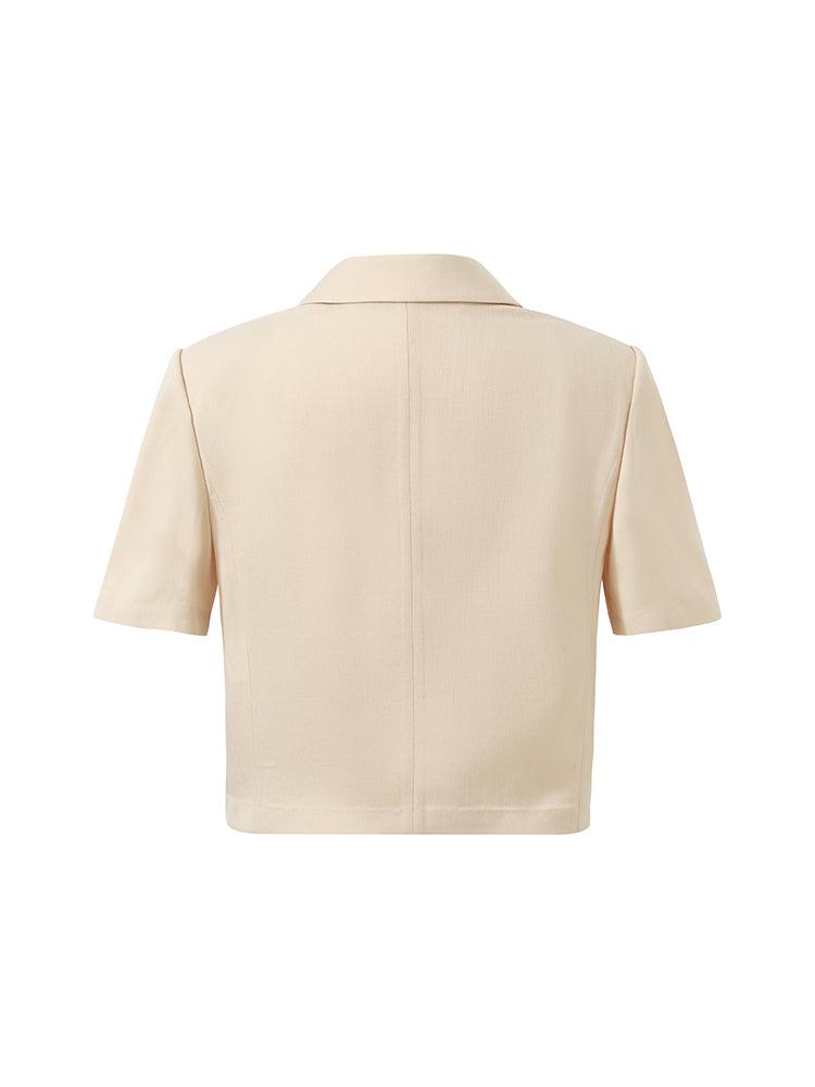 Acetate Short Sleeves Women Crop Blazer Product Image