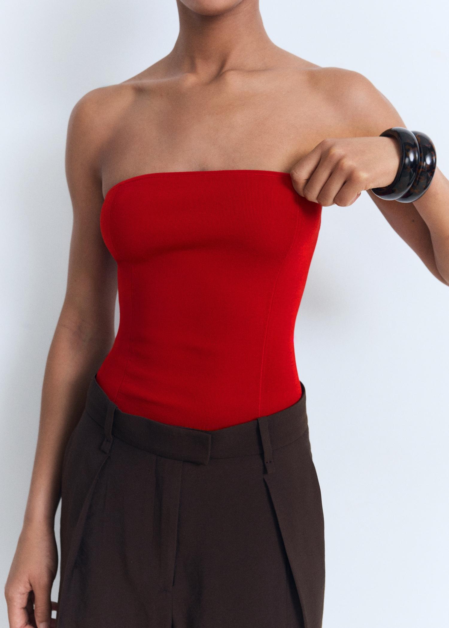 Strapless fitted top - Women | MANGO USA Product Image