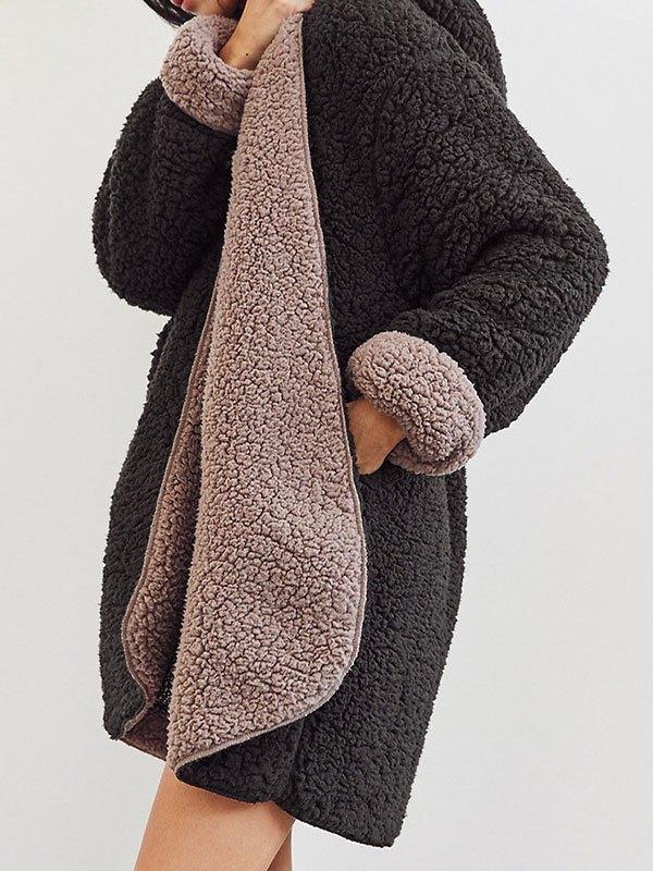 Reverse Hooded Fleece Coat Product Image