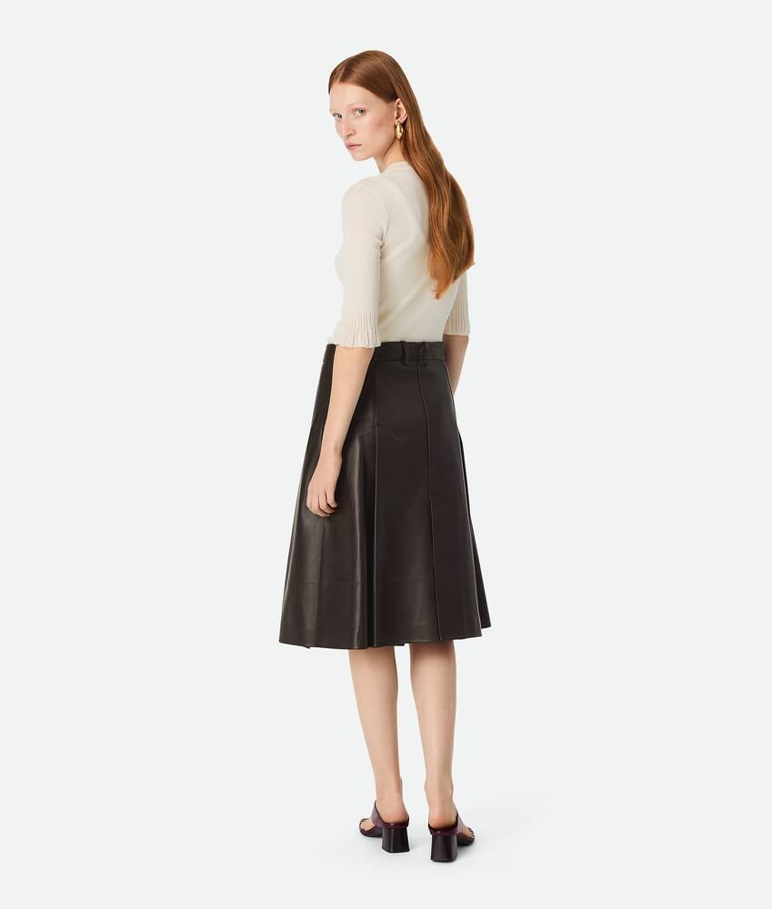 Women's Leather Pleated Skirt in Kale Product Image