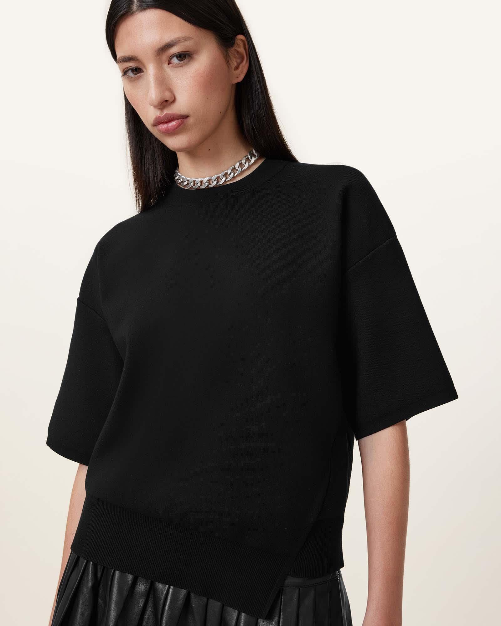 Remi Knitted Tee Black | ALLSAINTS US Product Image