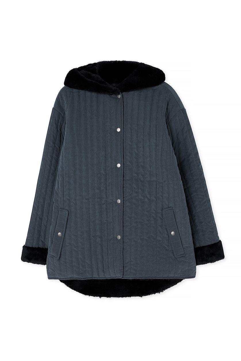 Padded Faux Fur Hood Detail Jacket Product Image