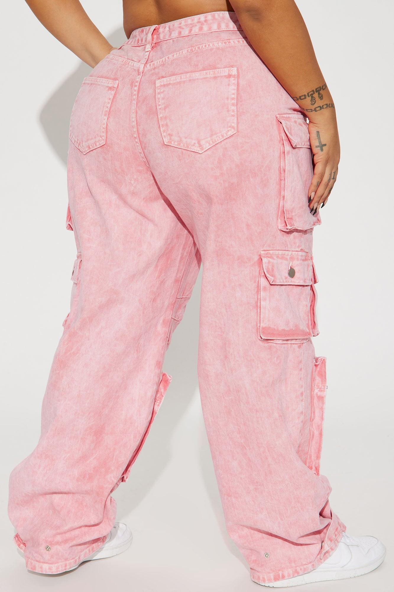 Billie Low Slung Cargo Jeans - Pink Product Image