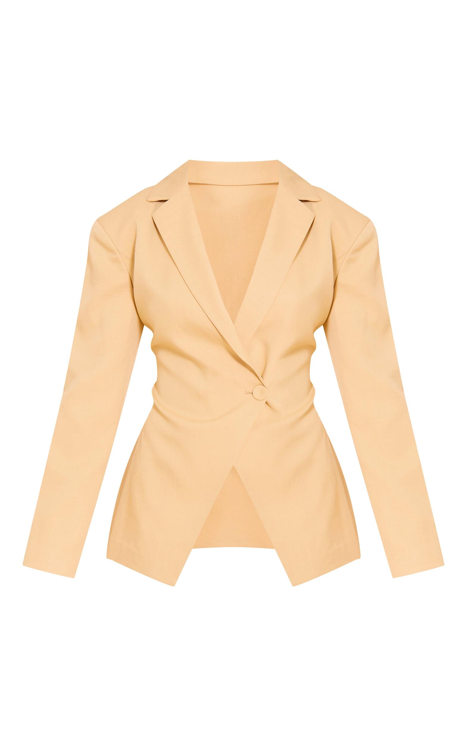  Petite Butter Cream Cross Front Boxy Tailored Blazer Product Image