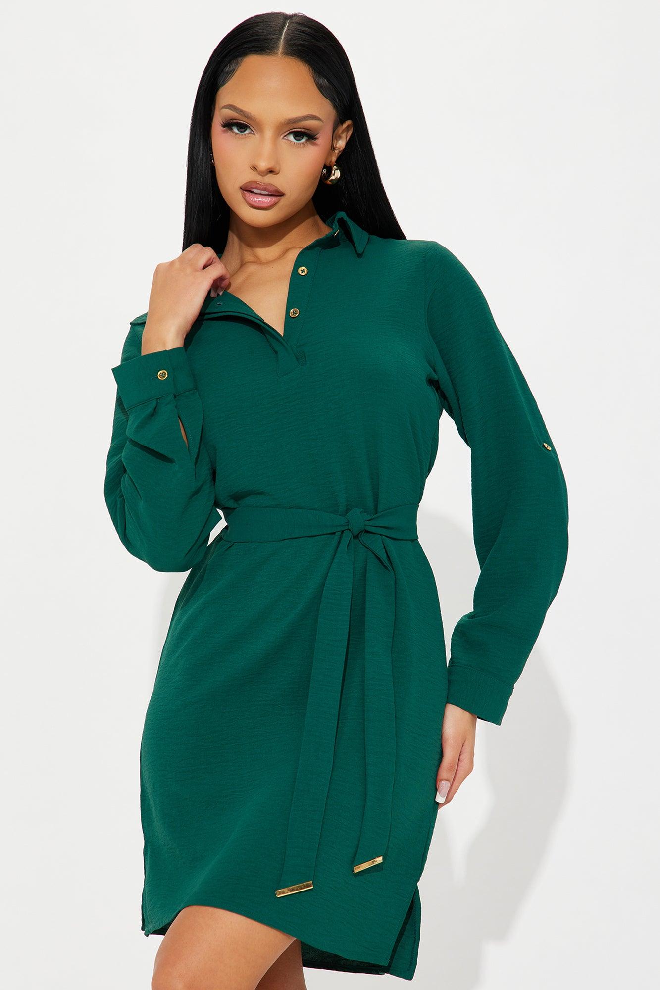 Claire Mini Shirt Dress - Hunter Product Image