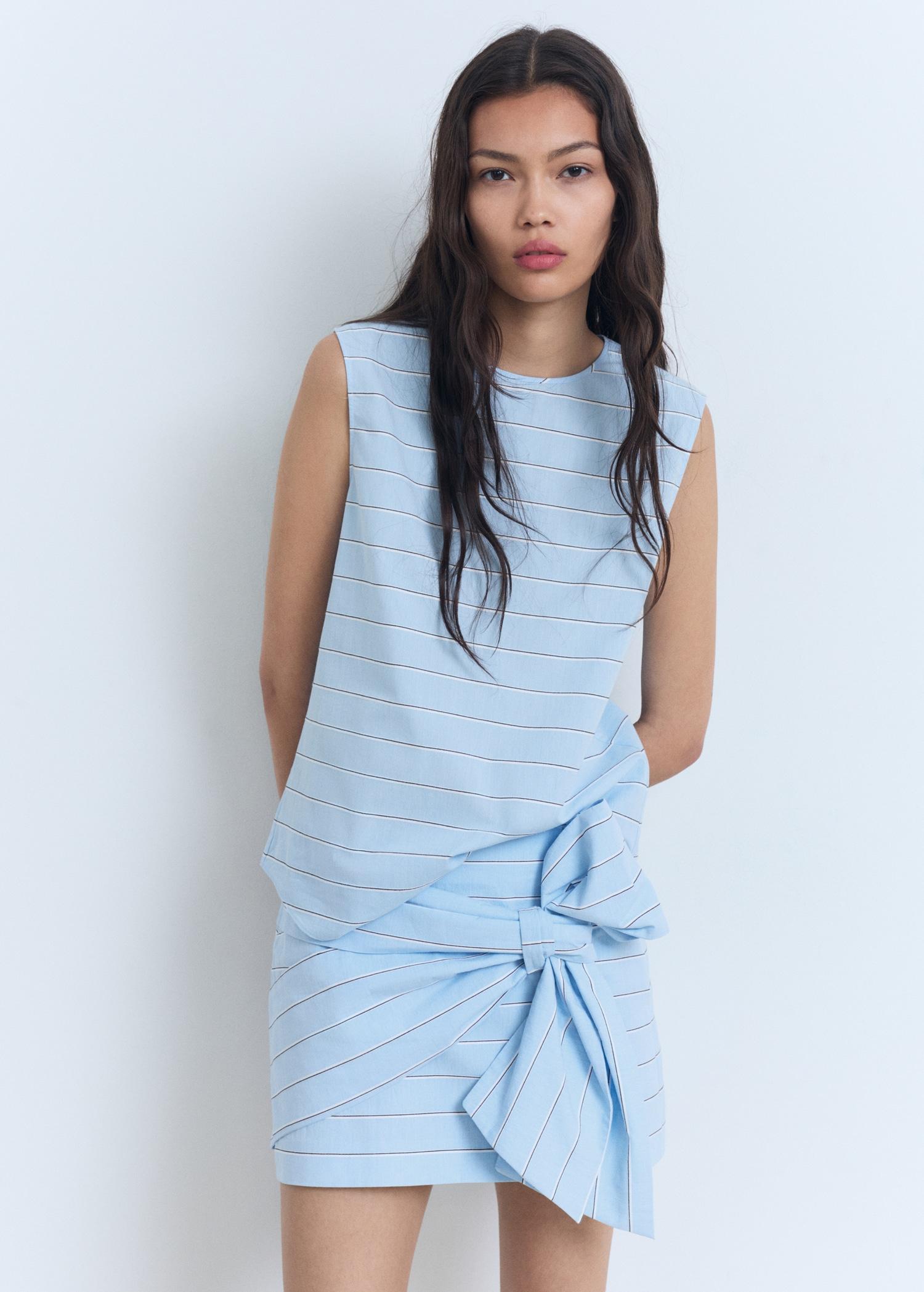 Striped cotton blouse - Women | MANGO USA Product Image