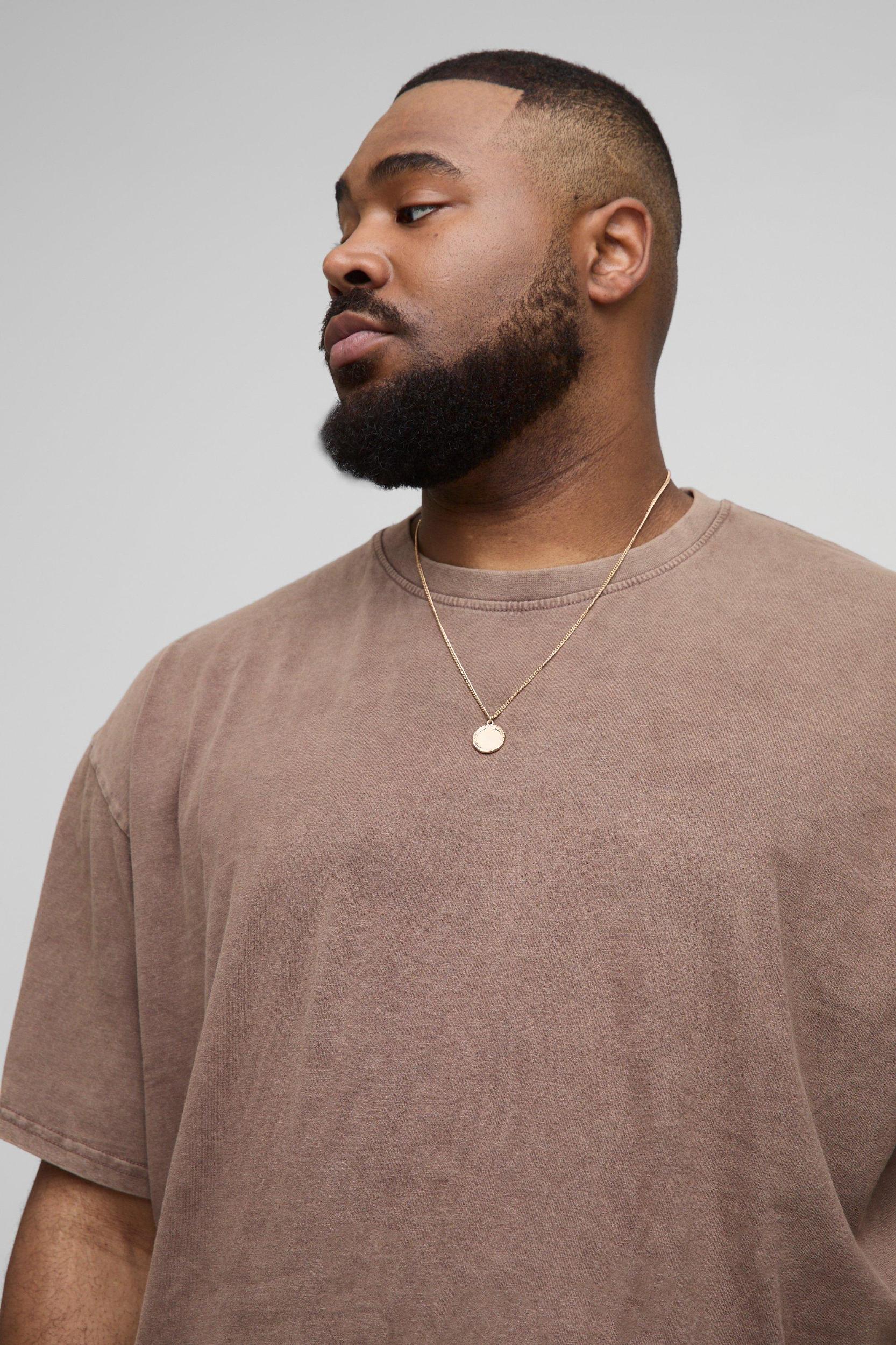 Plus Oversized Acid Wash T-Shirt & Short Set | boohooMAN USA Product Image