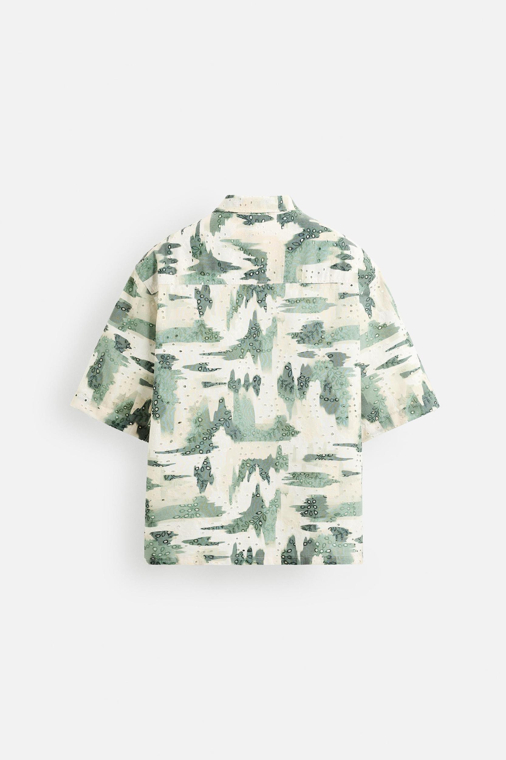 EMBROIDERED CUTWORK PRINT SHIRT Product Image