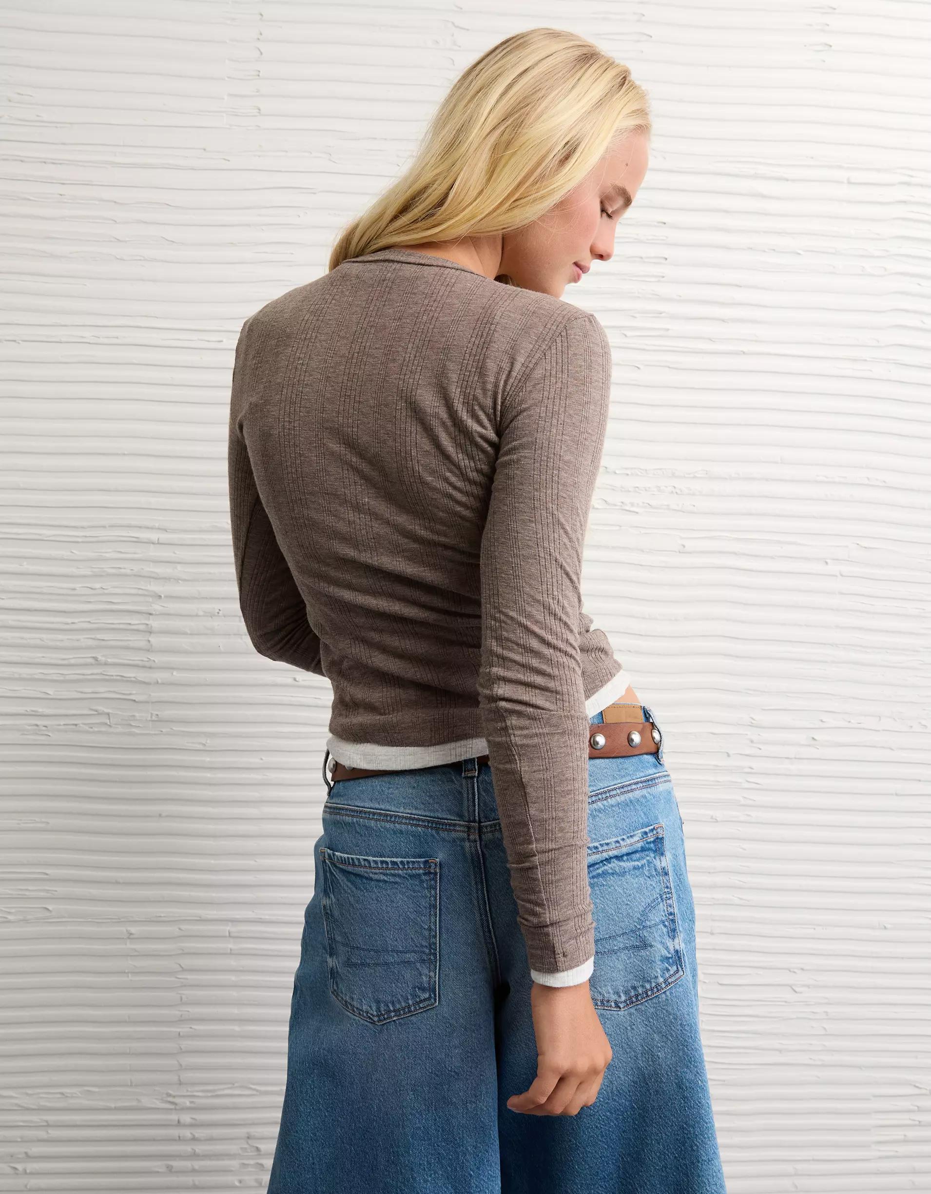 AE Long Sleeve Henley T-Shirt Product Image