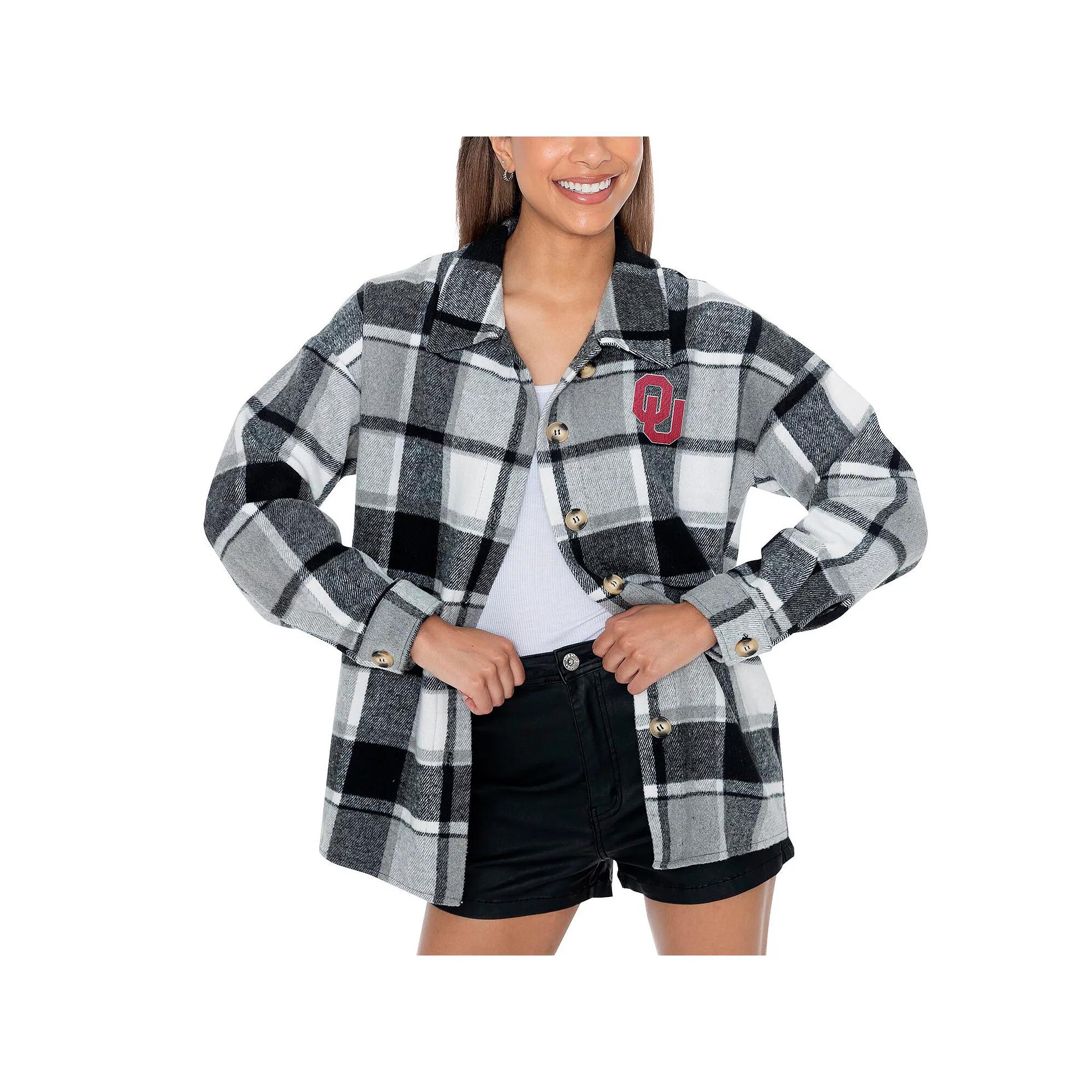 Women's Gameday Couture Gray Oklahoma Sooners End Zone Game Flannel Button-Up Shirt, Size: XL, Grey Product Image