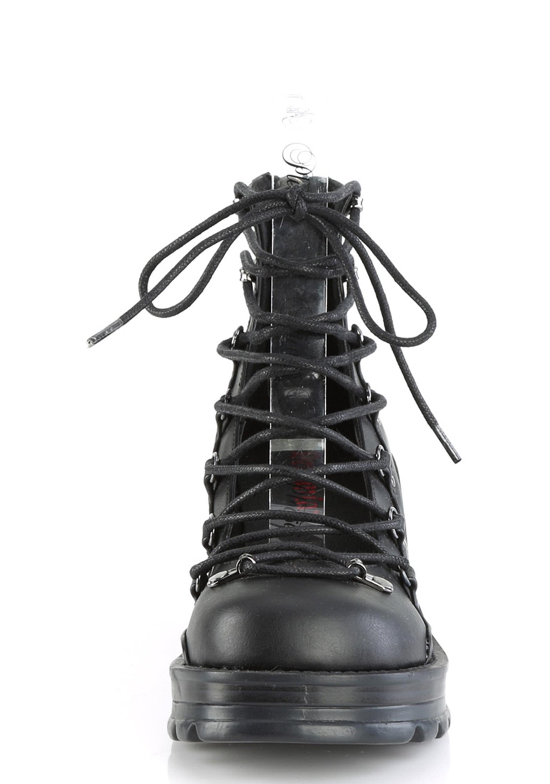 Demonia Platform Lace Up Heels - Black Product Image