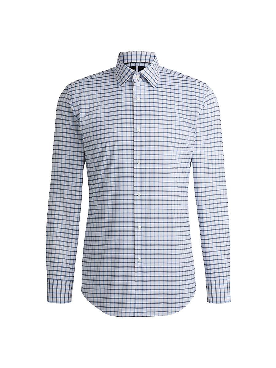 Mens Slim-Fit Shirt in Checked Performance-Stretch Material Product Image