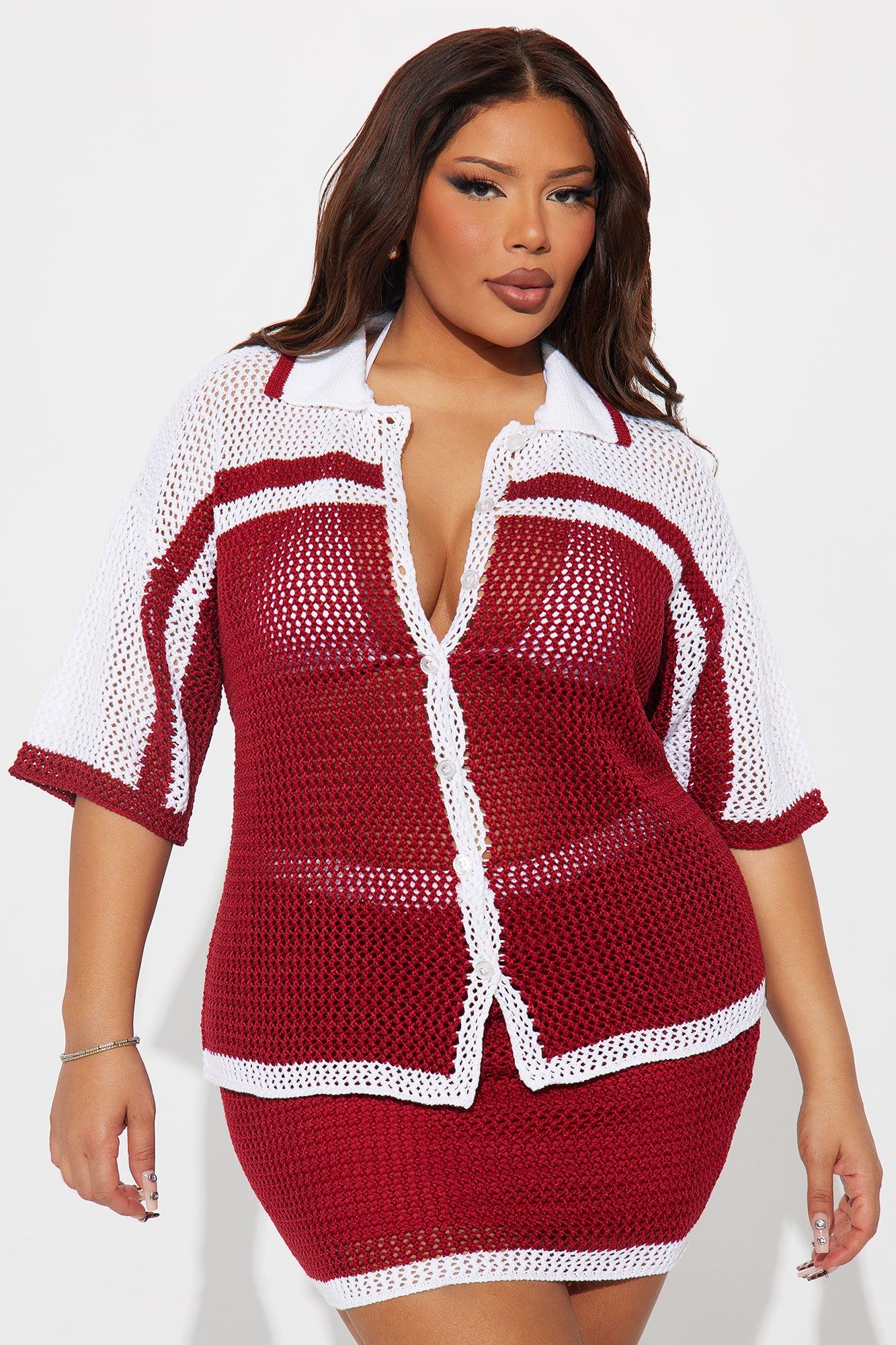 Game On Crochet Skirt Set - Red/combo Product Image