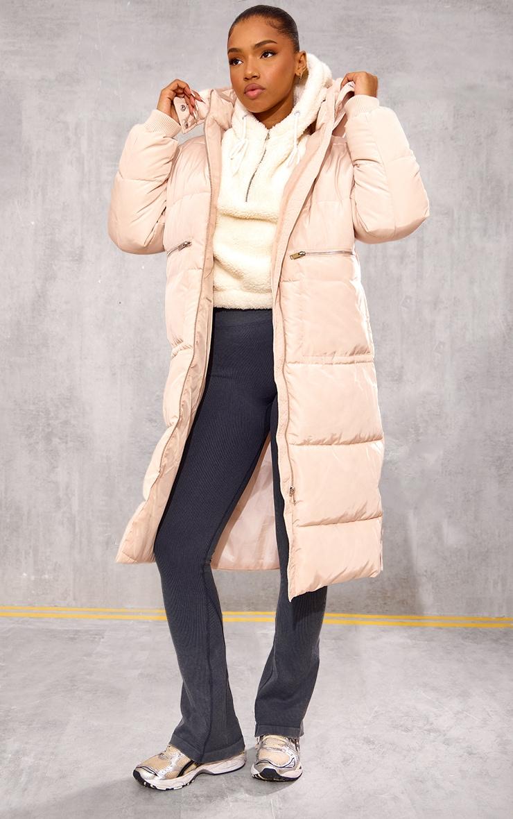 Stone Hooded Maxi Puffer Coat Product Image