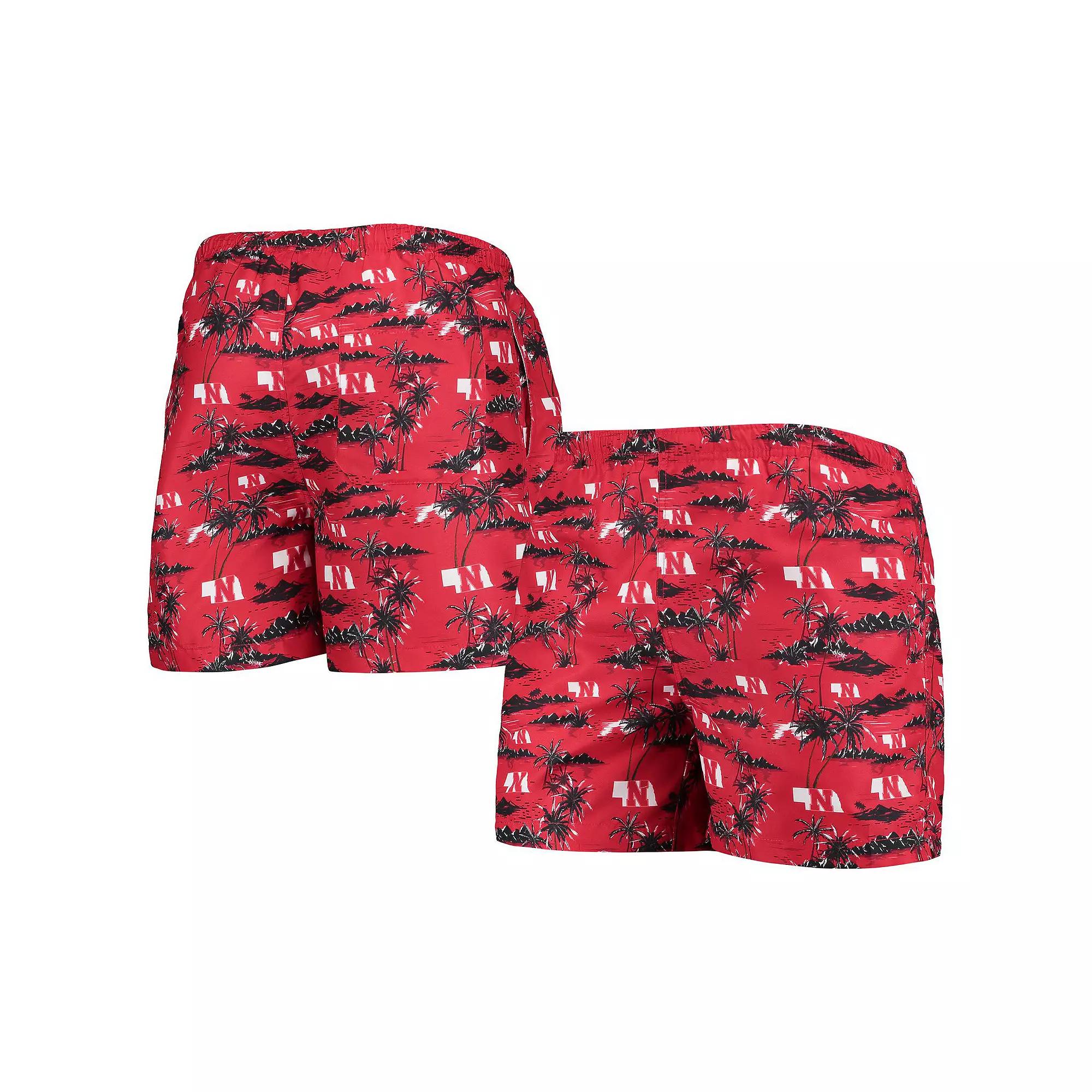Men's FOCO Scarlet Nebraska Huskers Island Palm Swim Trunks, Size: XL, Red Product Image