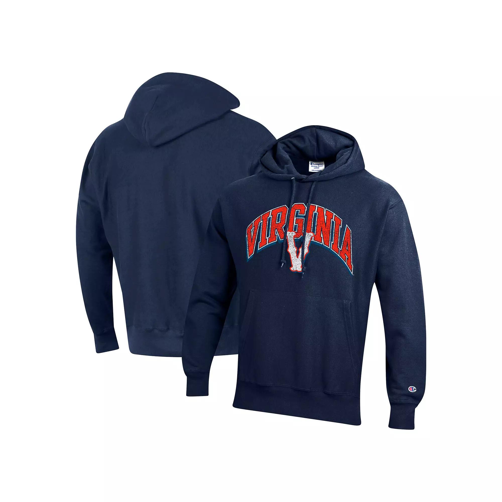 Men's Champion Navy Virginia Cavaliers Vault Late Night Reverse Weave Pullover Hoodie,  Product Image