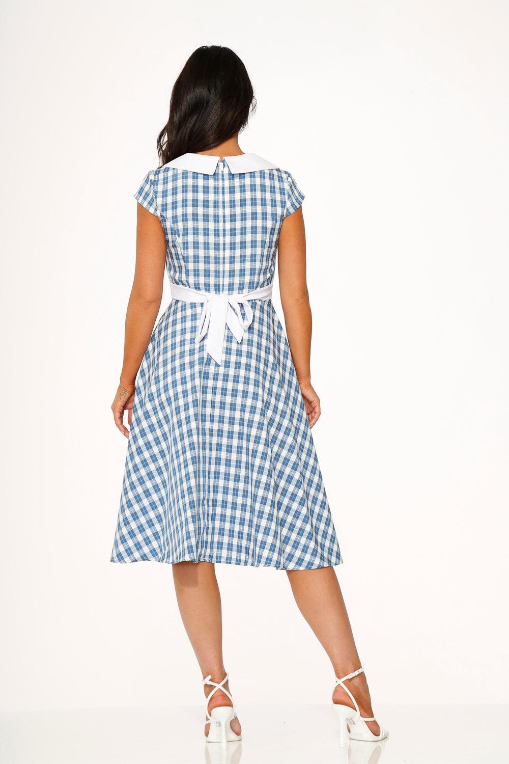Blue Checker Swing Dress Product Image