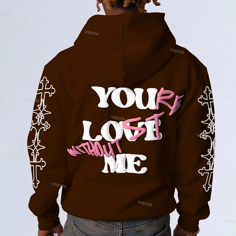 Your Lost Without Me Puff Print Graphic Zip-Up Hoodie Product Image