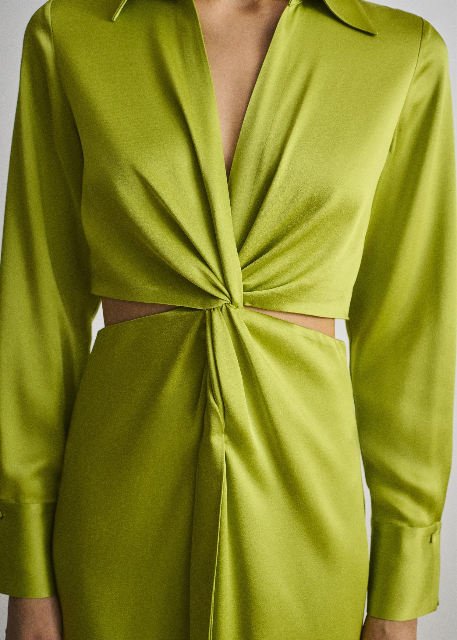 Draped shirt dress with side openings - Women | MANGO USA Product Image