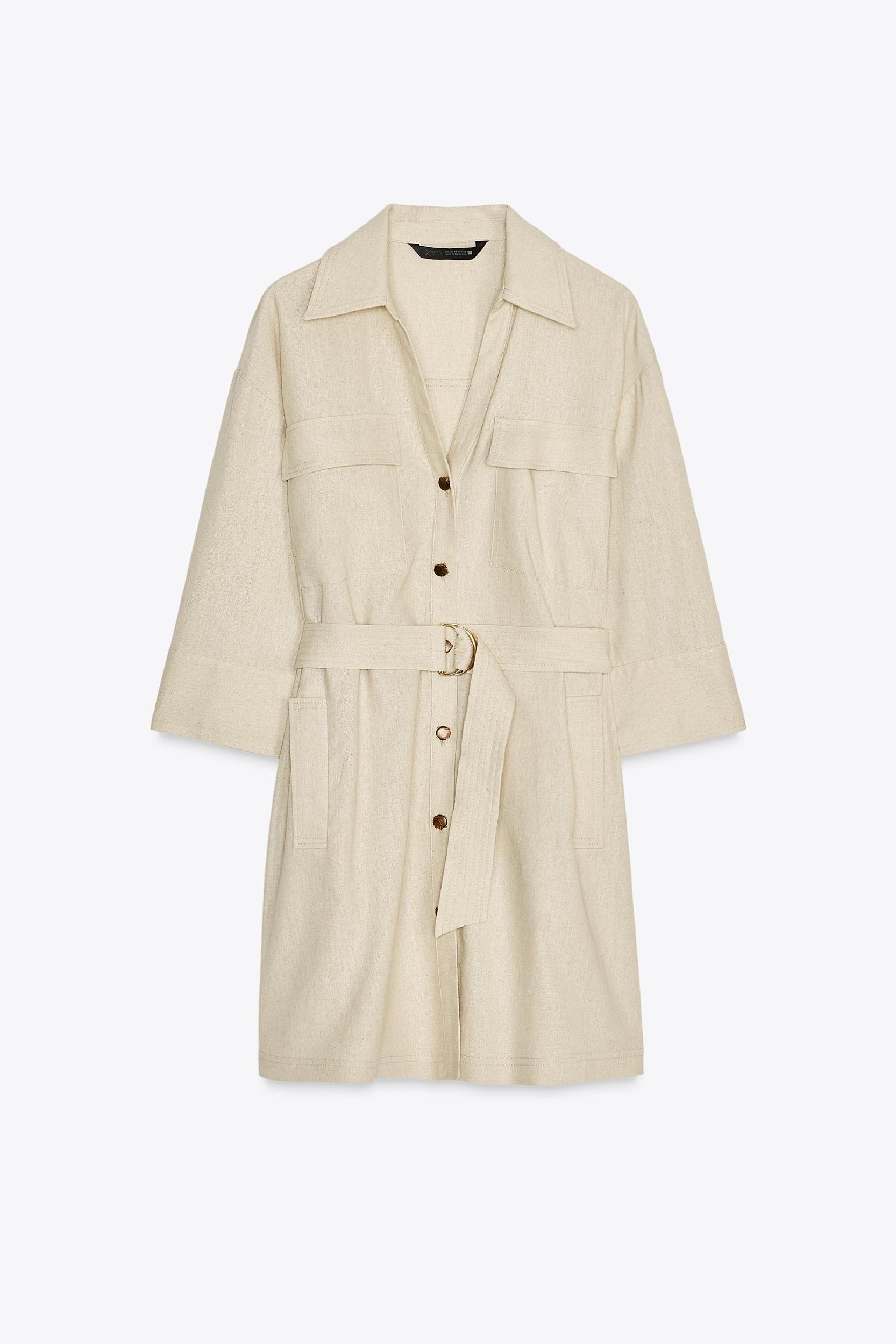 BELTED LINEN MINI DRESS Product Image