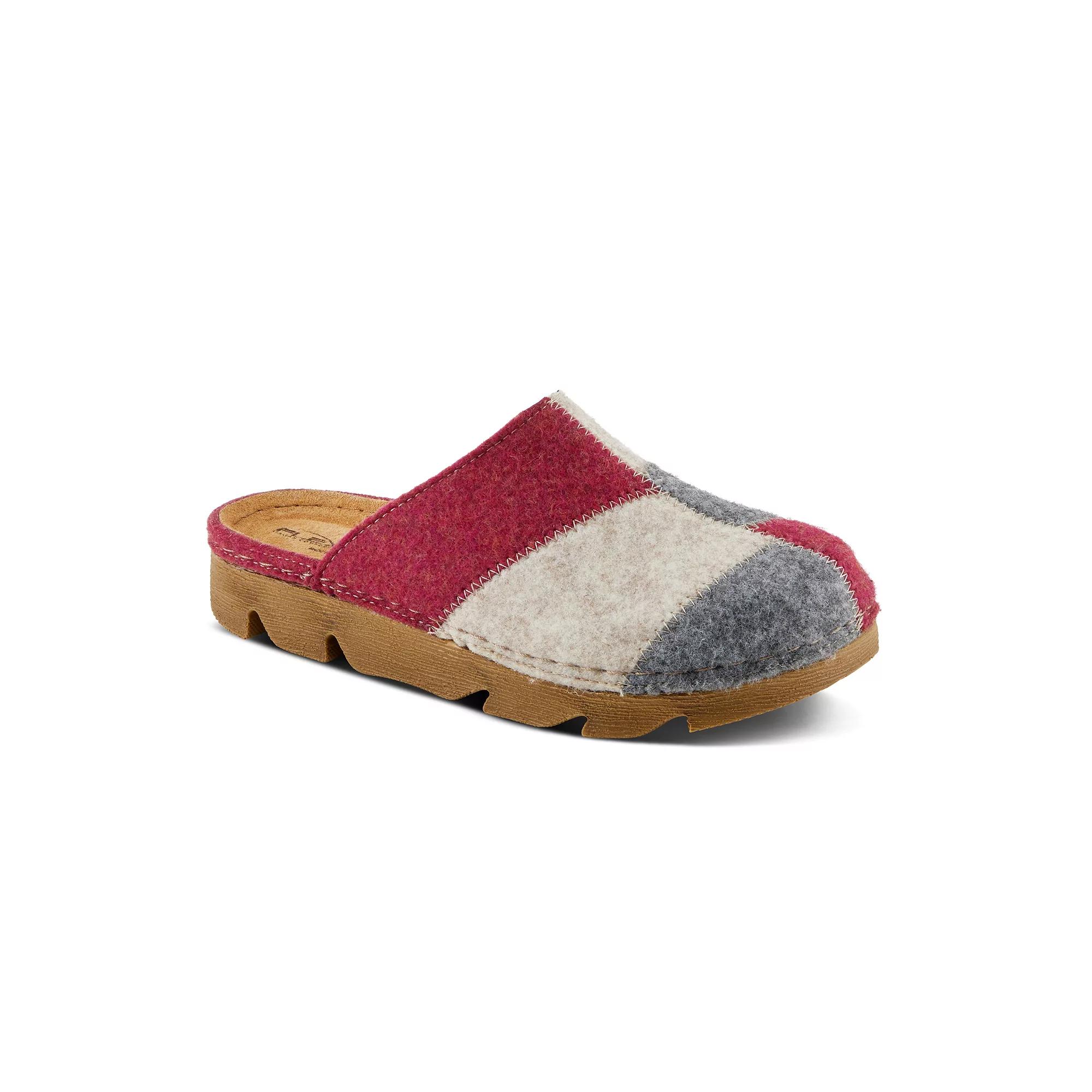 Flexus by Spring Step Women's Patchy Wool Clog Slippers, Size: 38, Red Team Product Image