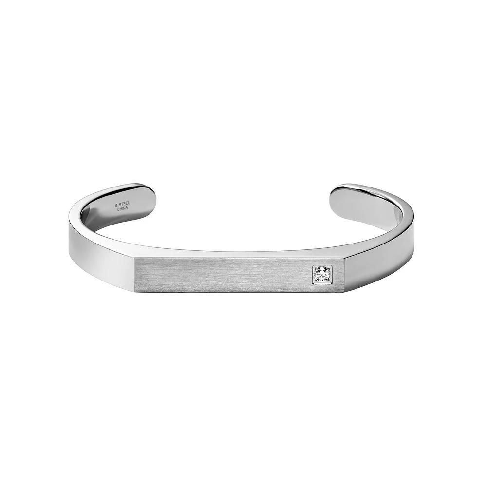 Bulova Mens Diamond Accent Classic Cuff Bracelet Stainless Product Image