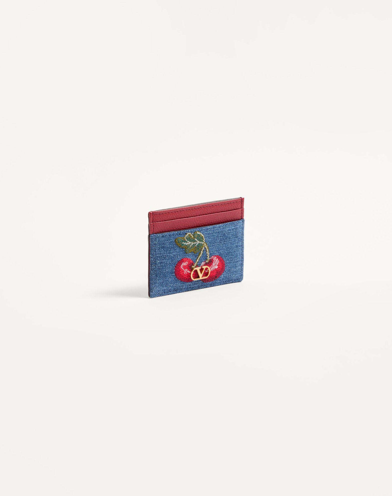 Vlogo Signature Denim Cardholder With Cherryfic Embroidery Product Image