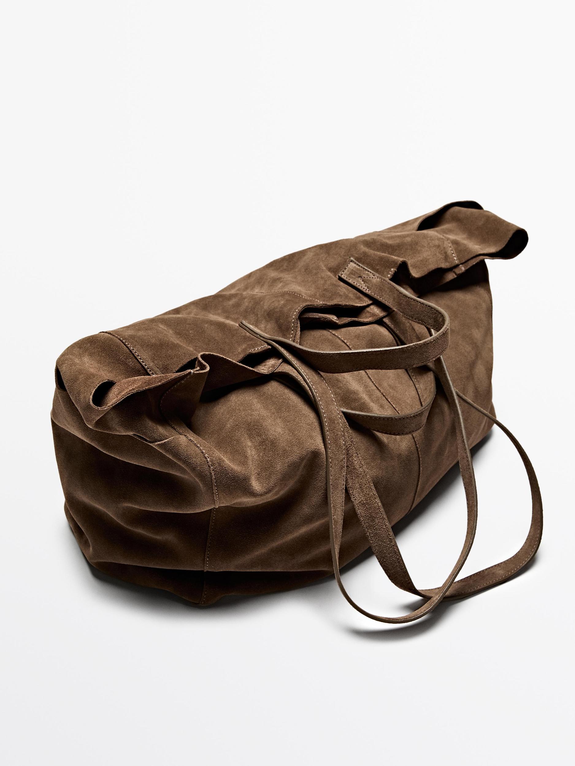 Leather and split leather maxi shopper bag Product Image