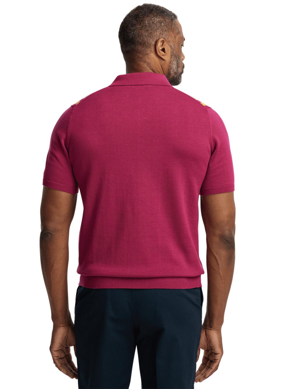 Cotton V-neck Polo - Burgundy Product Image