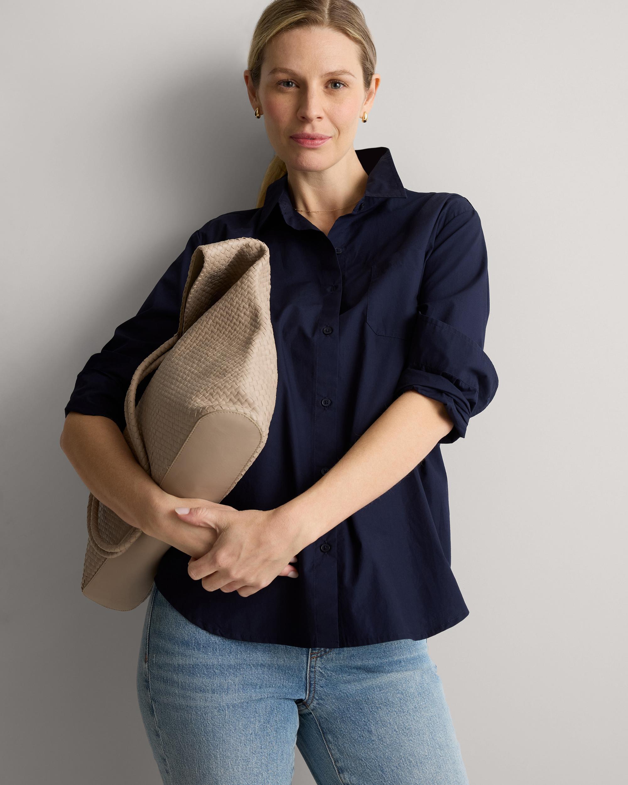 Quince | Women's Poplin Maternity Long Sleeve Shirt Organic Cotton Product Image