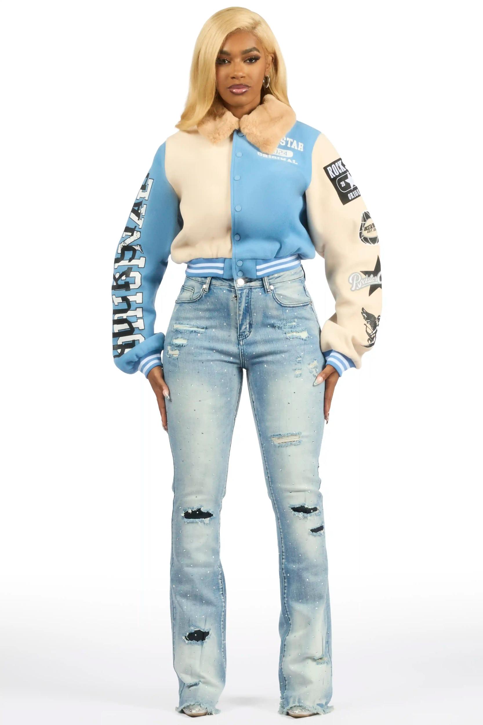 Kelle Med. Wash Rhinestone Stacked Jean Female Product Image