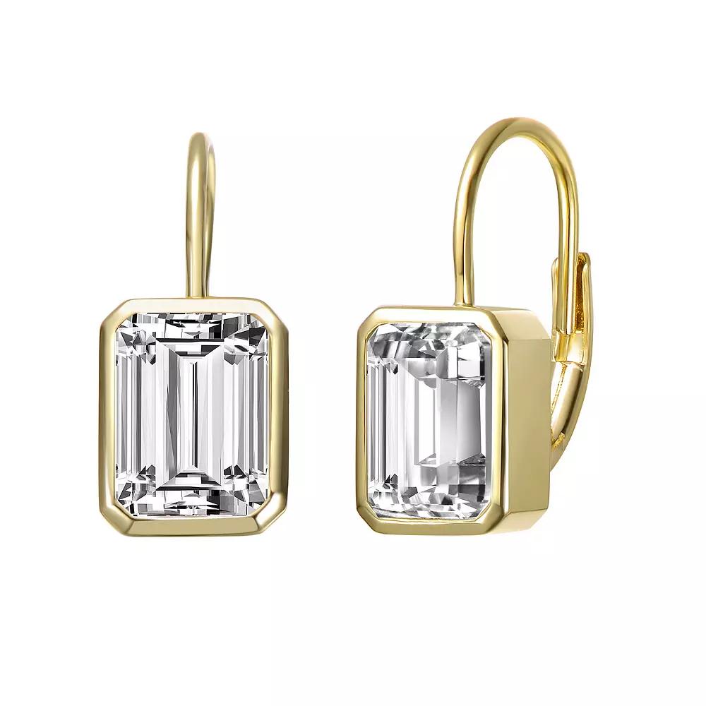 Cubic Zirconia Baguette Drop Wire Back Earrings, Womens, Gold Tone Product Image