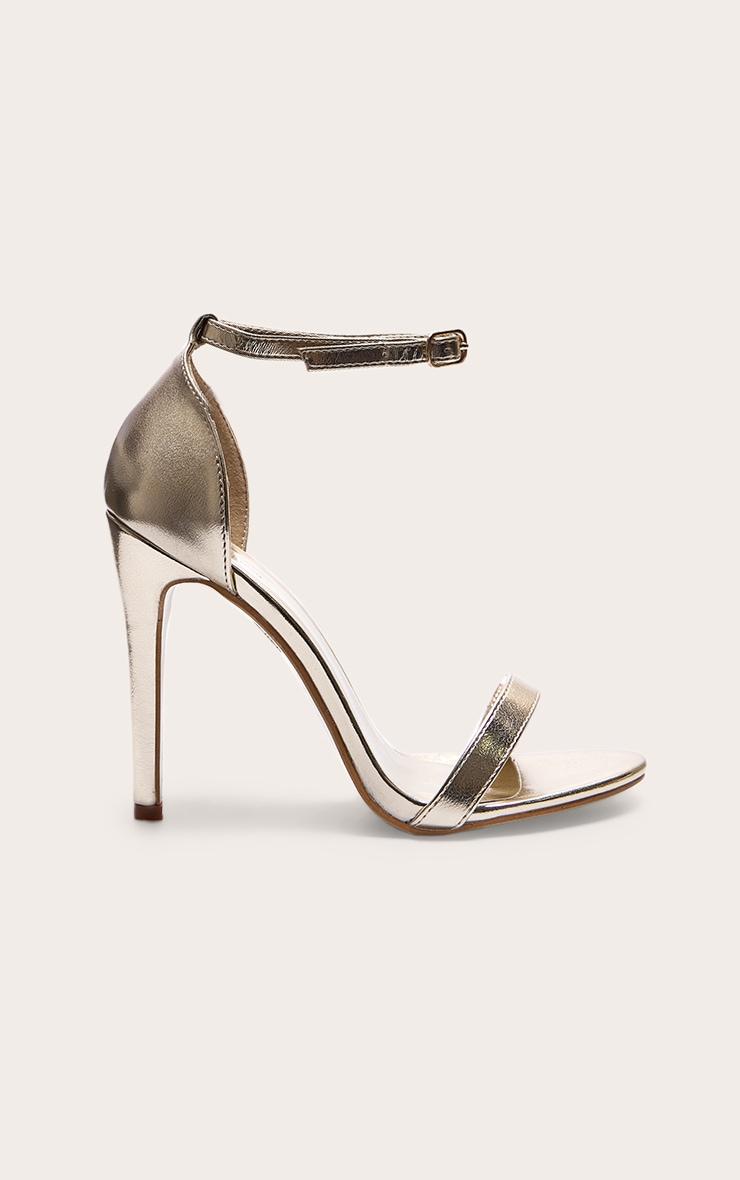 Clover Gold Metallic Heeled Strappy Sandal Product Image