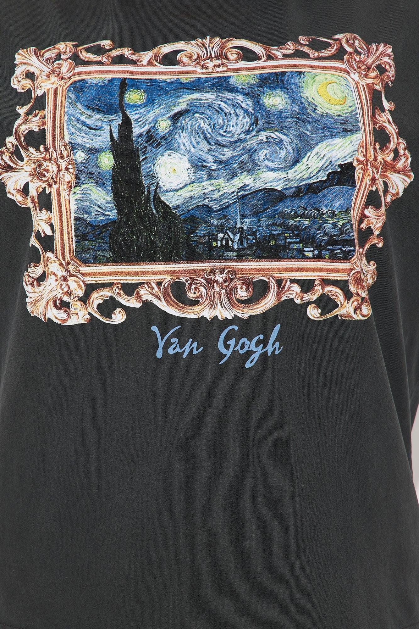 Van Gogh Starry Night Washed Tee - Black Wash Female Product Image