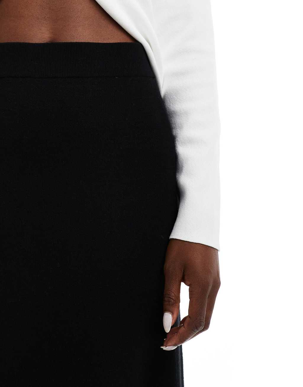 Y.A.S knitted maxi skirt in black Product Image