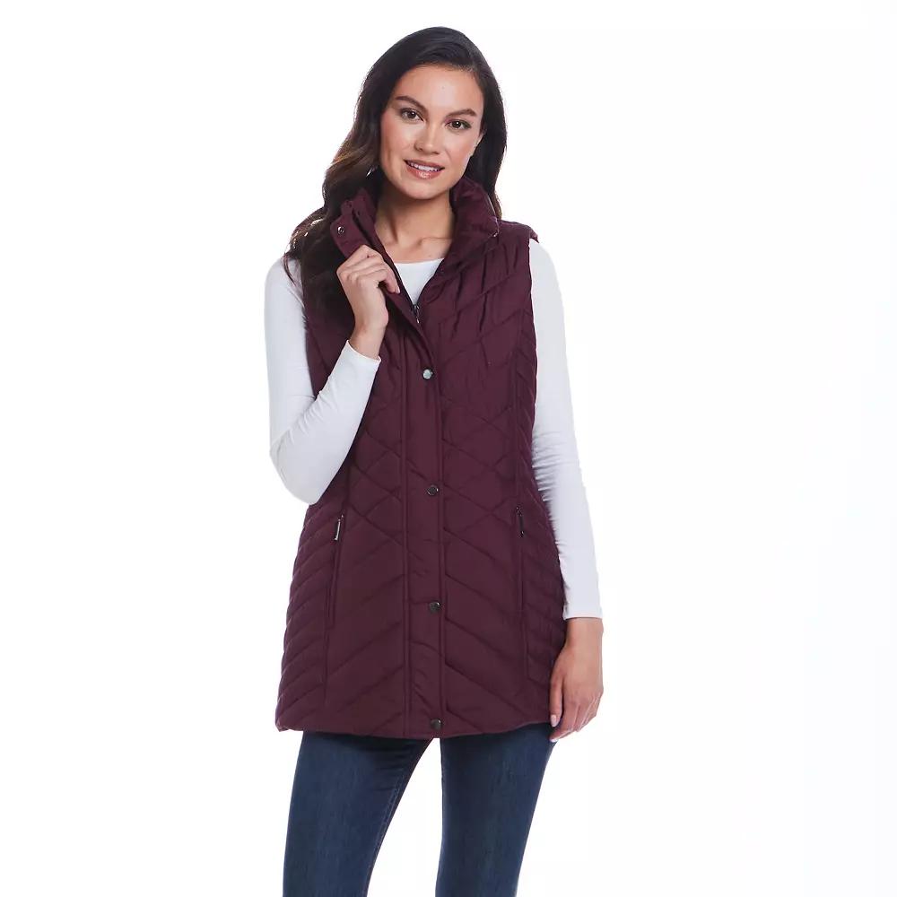 Women's Weathercast Mixed Quilted Longline Vest,  Product Image