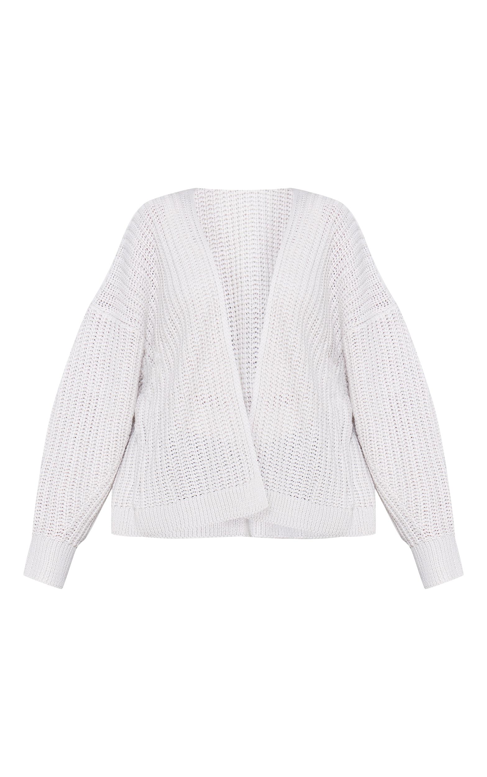 Grey Chunky Knit Slouchy Cardigan Product Image